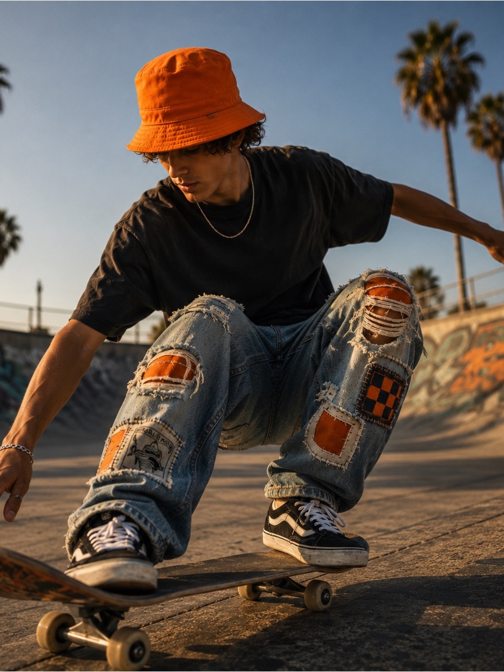 Brixton Orange Bucket Hat S/M Quilted Lined Streetwear Cotton Blend